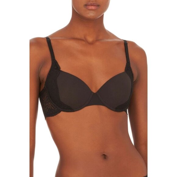 🆕NATORI Lush Demi Contour Underwire T-Shirt Bra 36C Black #711309 - Picture 1 of 11